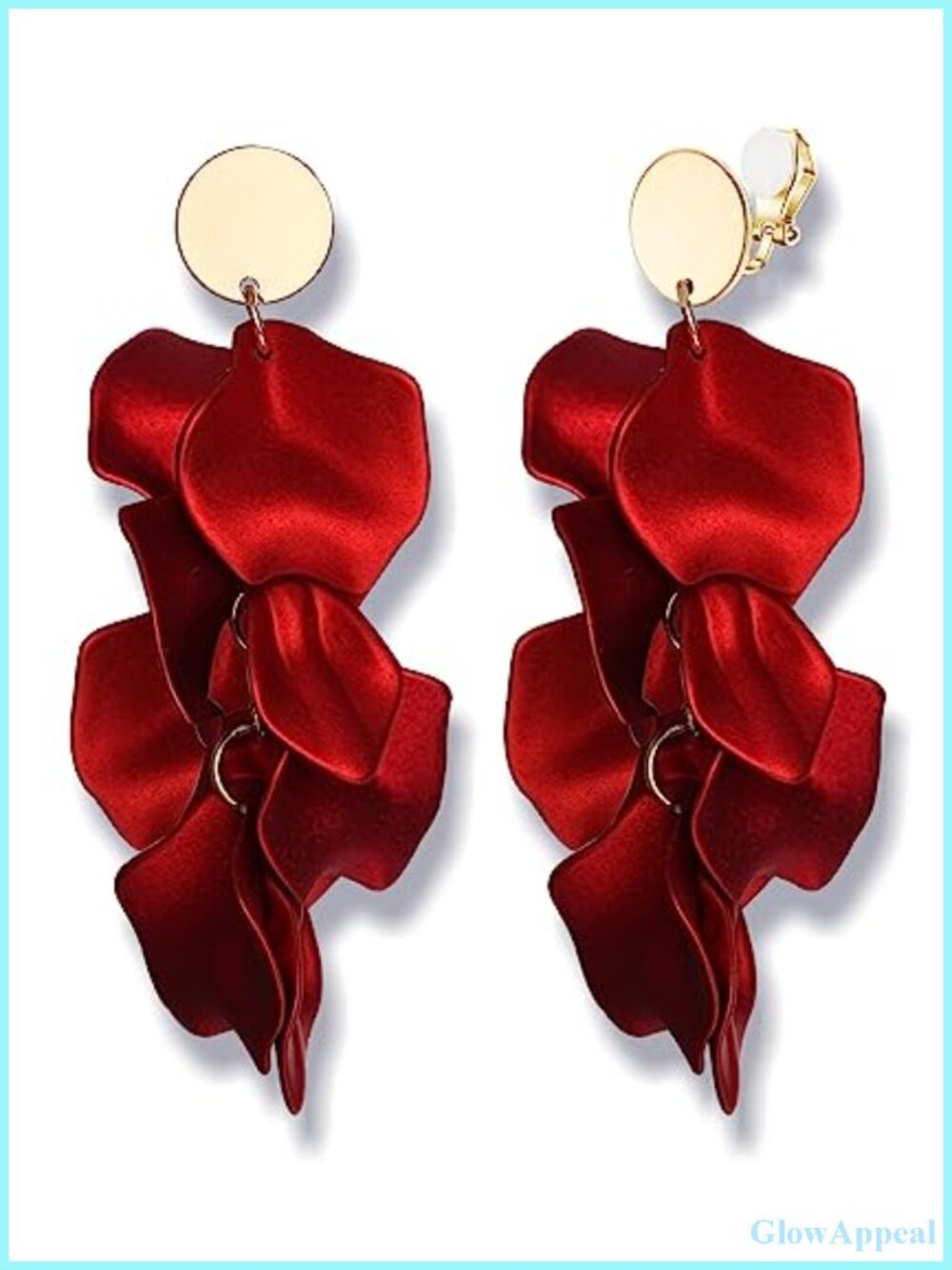 Boho Rose Petal Dangle Clip On Earrings for Women